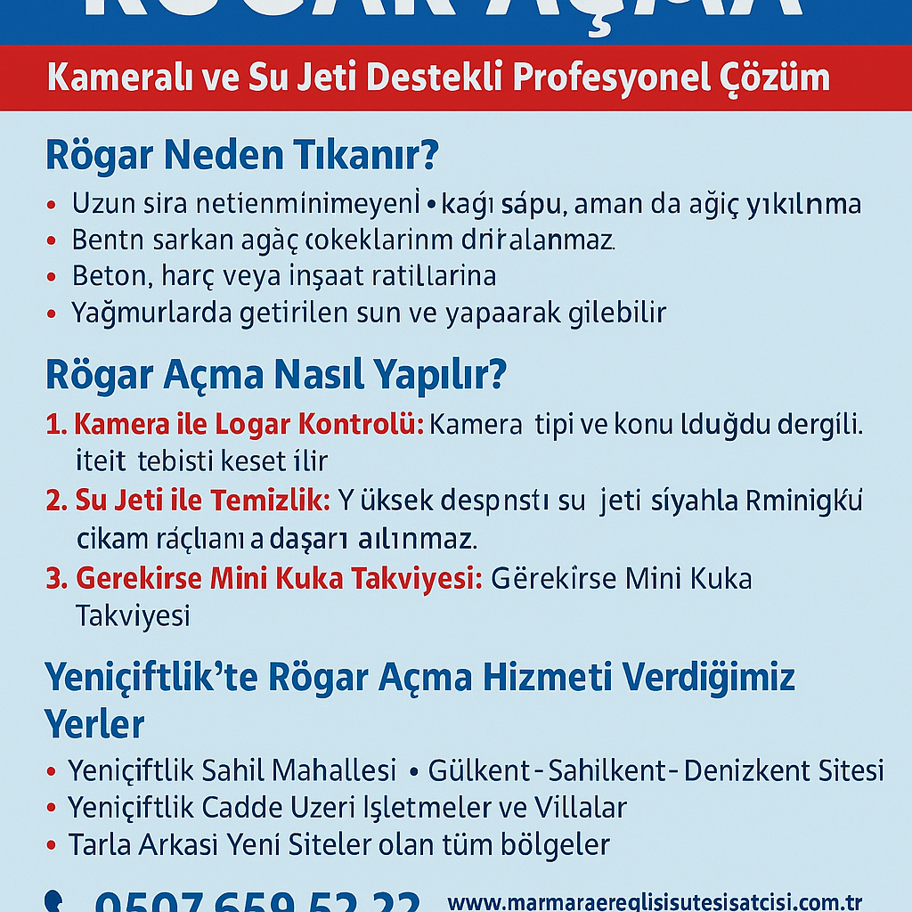Dereağzı Tıkanıklık Açma – Su Jeti ve Kamera ile Kalıcı Çözüm