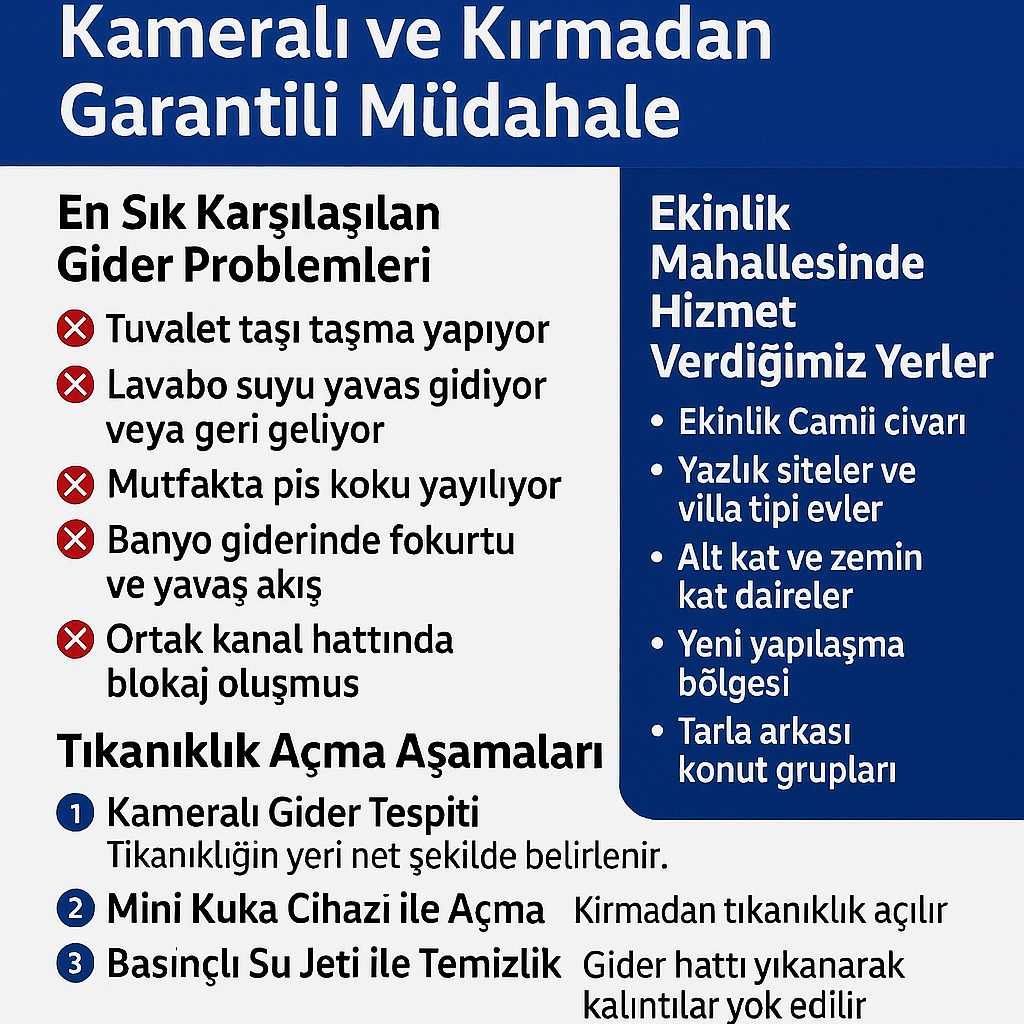 Marmara Ereğlisi Ekinlik Mahallesi Gider Açma – Kameralı ve Kırmadan Garantili Müdahale