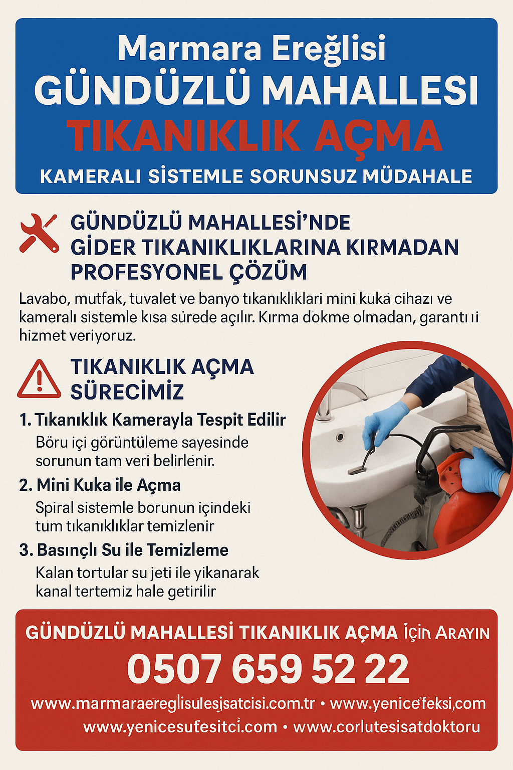 Marmara Ereğlisi Gündüzlü Mahallesi Tıkanıklık Açma – Kameralı Sistemle Sorunsuz Müdahale