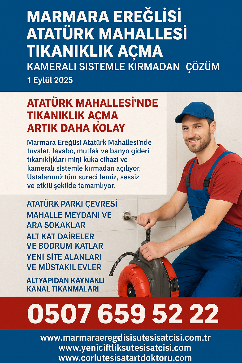 Marmara Ereğlisi Atatürk Mahallesi Tıkanıklık Açma – Kameralı Sistemle Kırmadan Çözüm