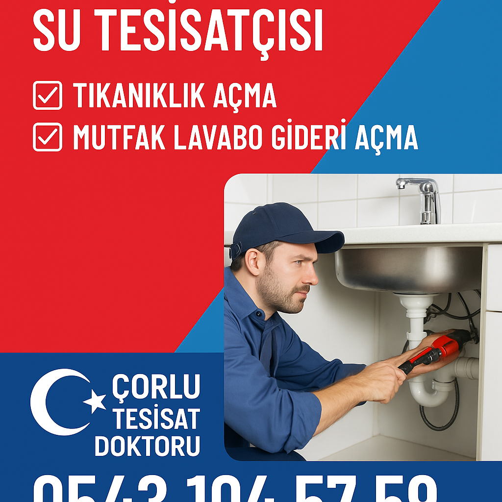 Çorlu Tesisat Doktoru – Hatip Mahallesi Su Tesisatçısı ✔️ Tıkanıklık Açma ✔️ Mutfak Lavabo Gideri Açma