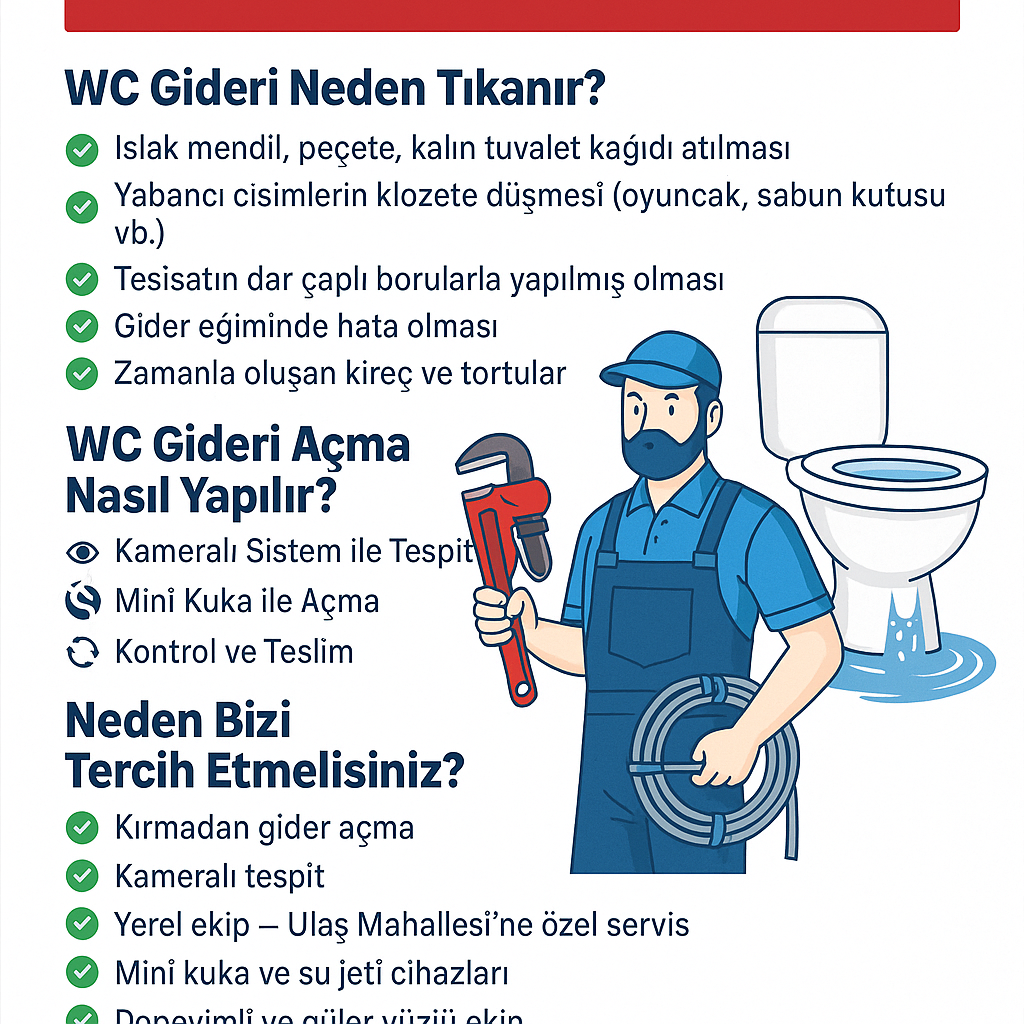 Ergene Ulaş Mahallesi WC Gideri Açma – Kameralı Tespit ve Kırmadan Gider Açma Hizmeti
