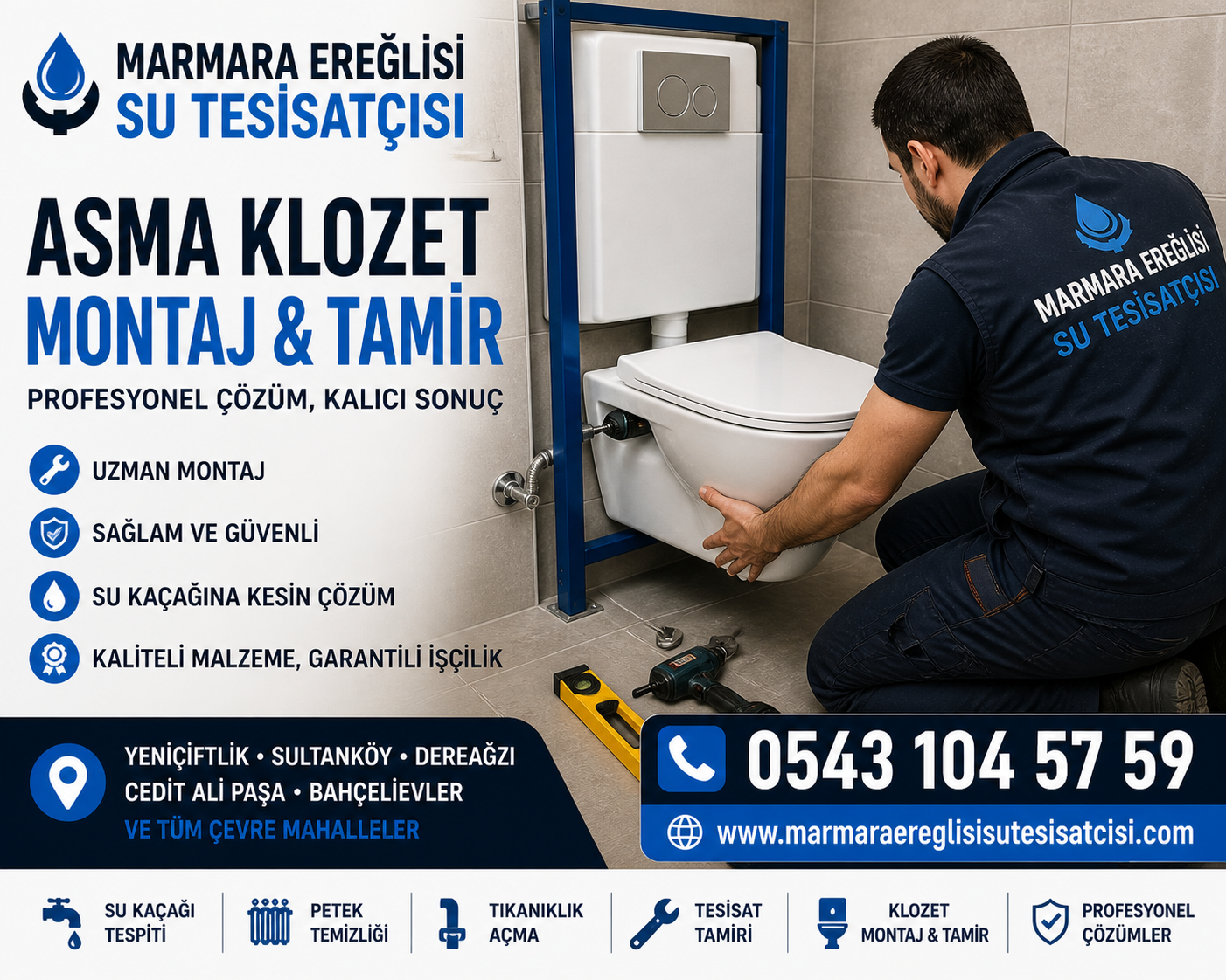 Marmara Ereğlisi Asma Klozet Montaj ve Tamir Hizmeti 0543 104 57 59