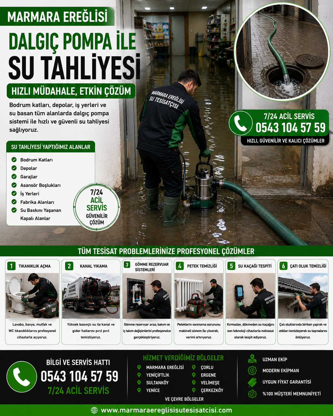 Marmara Ereğlisi Dalgıç Pompa ile Su Tahliyesi Hizmeti